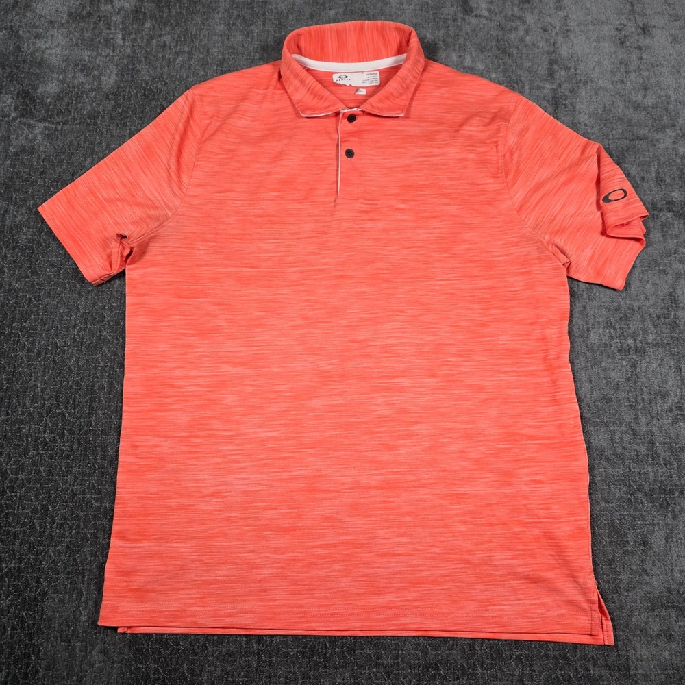 Oakley Hydrolix Mens Orange Space Dye Heather Polo Shirt Size M Regular Fit